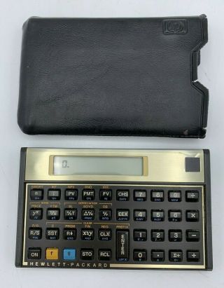 Vintage Hp 12c Financial Calculator Hewlett Packard With Black Case