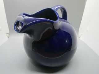 Vintage Hall China Cobalt Blue Ball Jug With Ice Lip Water Pitcher 634
