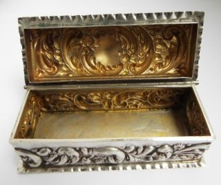 Lovely Decorative English Antique 1902 Solid Sterling Silver Jewelry Trinket Box