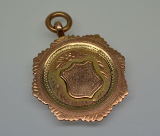 An Antique 9ct Gold Pocket Watch Fob Medal - 5 Grams