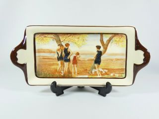 Antique Art Deco Royal Doulton Surfing Bathers Sandwich Cake Plate Tray D4645