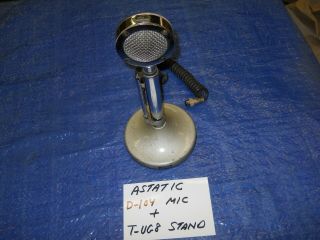 Vintage Microphone Astatic Model D - 104 On Chrome Stand T - Ug8 4 - Pin Plug