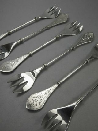 Six Antique Norwegian Silver Marius Hammer Cake Pastry Forks