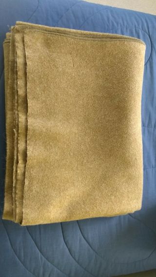 Vintage Military Wool Blanket Olive Green 84 X 66
