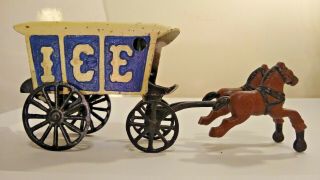 Hubley Vintage Cast Iron 2 Horse Drawn Ice Wagon Toy Hubley?