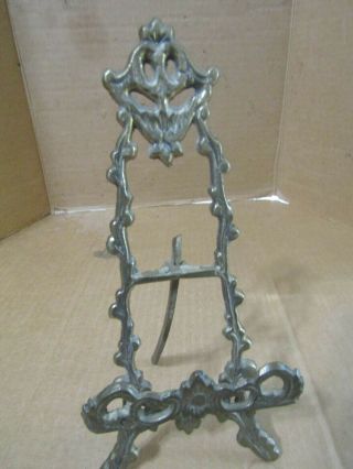 Vintage Ornate Art Nouveau Brass Table Easel Plate,  Picture Display Stand 7 1/2 "