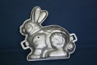 Vintage Metal Bunny Rabbit Cake Pan 2 Piece 3 - D Party Stand Up Bakery Dessert