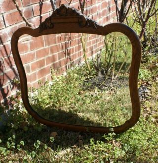 Antique Large Oak Carved Solid & Heavy Mirror