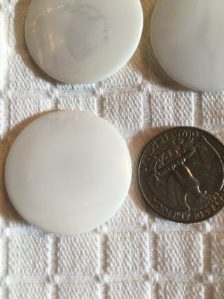 12 Large Vintage Mother Of Pearl Buttons.  1 2/8  White Estate Find