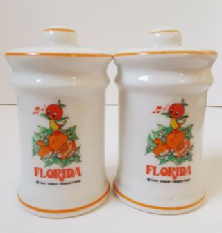 Vintage Disney Florida Orange Bird Salt And Pepper Shakers Japan No Stoppers