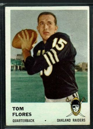 1961 Fleer Football Oakland Raiders Tom Flores Rookie Card Rc Hof 188 Ex,