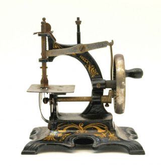 Antique German Cast Iron Childs Toy Hand Crank Sewing Machine