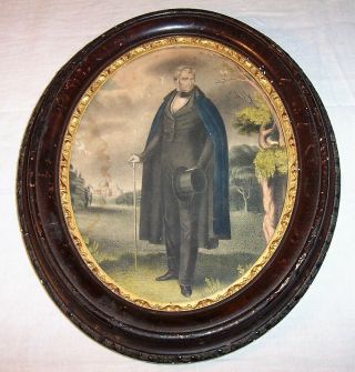 Ca.  1841 Antique Currier Lithograph William Henry Harrison,  9th Us President