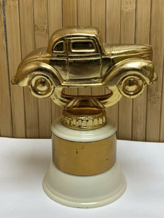 Vtg 1930 ' s Car Metal Trophy Craft Co.  Los Angeles CA 1937 - 38 Ford Coupe Hot Rod 3