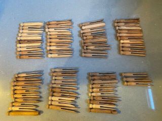 73 Antique/vintage Wood Clothes Pins Wooden Clothespins Push On Round Head