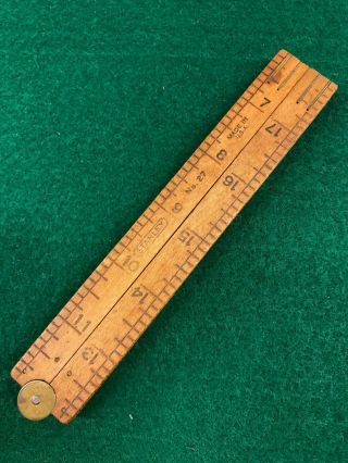 Vintage Stanley No.  27 Carpenters Boxwood & Brass Rule - (1932 - 1950)