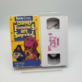 Barney Families are Special White VHS Tape EDUCATIONAL PBS VINTAGE 3