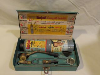 Vintage Bernzomatic Tx - 25 Propane Torch Kit Case & Attachments Metal Box