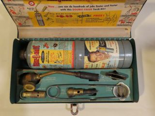 Vintage BernzOMatic TX - 25 Propane Torch Kit Case & Attachments Metal box 2
