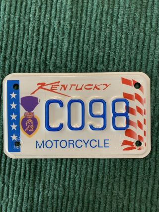 Kentucky Purple Heart Vet Veteran Motorcycle License Plate C098