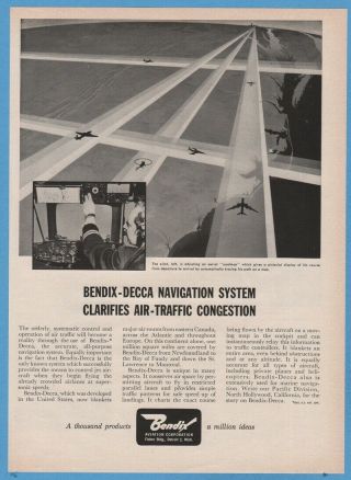 1958 Bendix Decca Navigation System Air Traffic Control Pilot Vintage Print Ad