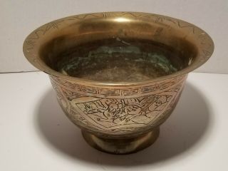Vintage Chinese Brass Bowl Dragon Decorations