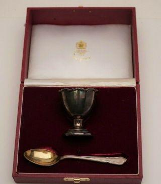 Asprey & Co London Sterling Silver Egg Cup And Spoon