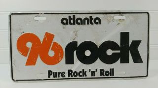 Vintage 96 Rock Atlanta Rock N Roll Booster License Plate Front Tag