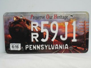 Pennsylvania Preserve Our Heritage Railroad License Plate Penna Pa