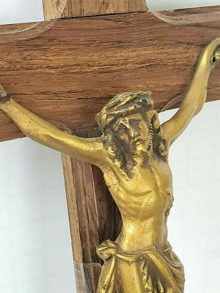 Vintage Wood & Brass (6 - 1/2 " X 12 ") Crucifix