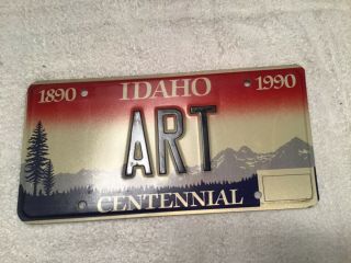Idaho Centennial 1890 - 1990 Vanity License Plate Tag Says Art