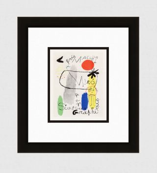 Funky Joan Miro Signed Antique Exhibition Poster " Miro Graphic Art " Framed