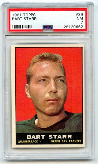 1961 Topps Football Bart Starr 39 Green Bay Packers Psa 7 Nm