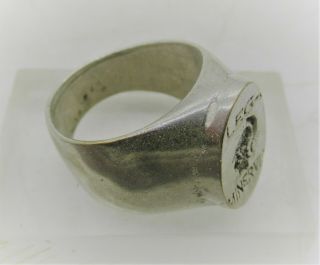 Ancient Roman Silver Legionary Seal Ring Leg I Minervia Cleaned
