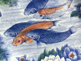 Vintage Koi Fish Lotus Blossoms Charger Plate Andrea by Sadek 12.  25 