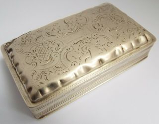 Lovely Large Early Dutch Antique 19th Century 1863 Solid Silver Table Snuff Box