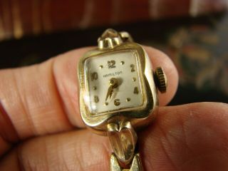 Vintage Ladies Hamilton Watch 10k Gold Filled Speidel Stainless Steel Band