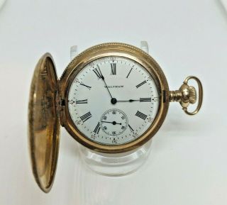 Antique Waltham Size 12 Pocket Watch W/fancy Gold Plated Case Running