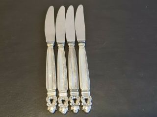 A Set Of 4 Georg Jensen Sterling Silver Acorn Pattern Knives