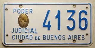 1980s Argentina License Plate - Justice Power - Buenos Aires City