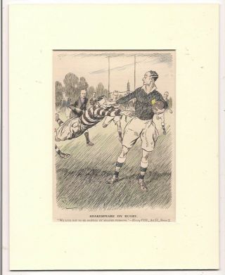 Vintage 1936 Punch Rugby Cartoon Ready For Framing