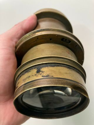 Antique Brass Petzval Lens.  F/5.  Wollensak Portrait Lens? Vesta? Studio Shutter