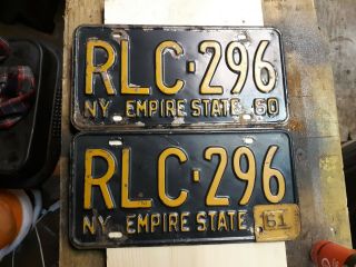 Vintage Plates - 1960 Antique York State License Plate Pair (1961 Tag)