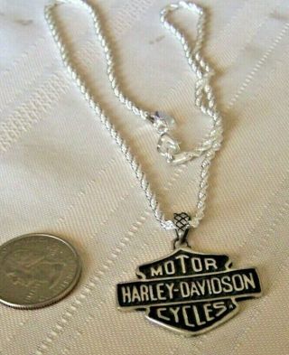 Harley Davidson 925 Mens Bar & Shield Pendant Necklace Sterling Silver 20 "