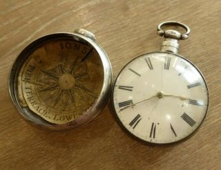 Quality Antique Gents Pair Cased Silver Fusee Pocket Watch.  Dates C1817