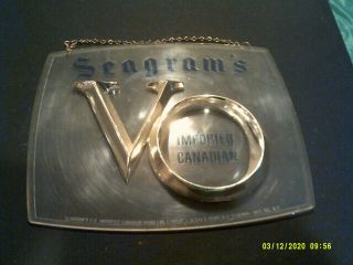 Vintage Seagrams Vo Canadian Plastic Bar Sign 10 1/2 " X 11 1/2 " Tavern Man Cave