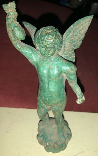 A Good Antique Bronze Of Roman Type Formed As An Angel One Arm Outstretched