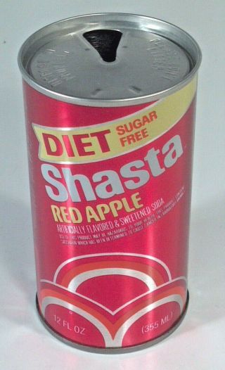 Vintage Shasta Sugar Diet Red Apple Soda Pop Can Straight Steel Hayward Ca