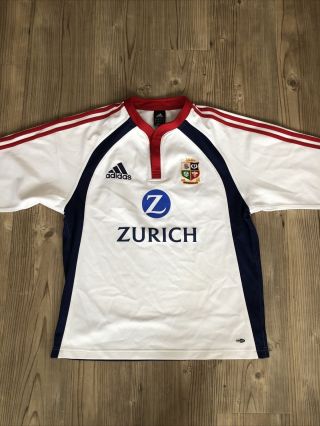 British Irish Lions Adidas Vtg 2005 Shirt White Away Mens Medium Rugby Union