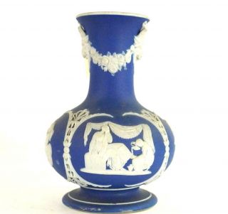Antique 19th Century Wedgwood Dark Blue Dip Jasperware Vase